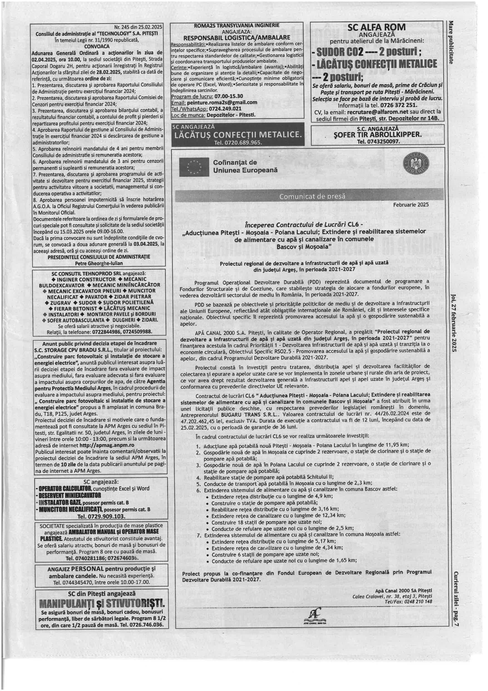 Anunț început lucrări - Curierul